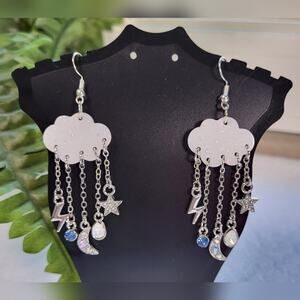 Cloudy Day Weather Statement Dangle Earrings - Handmade Nature Jewelry